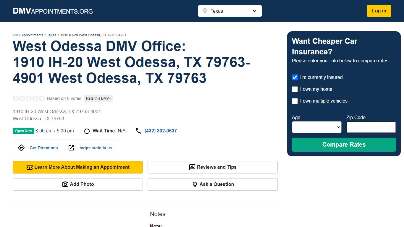 West Odessa DPS Office @ 1910 IH-20 West Odessa, TX 79763-4901 | DMV ...